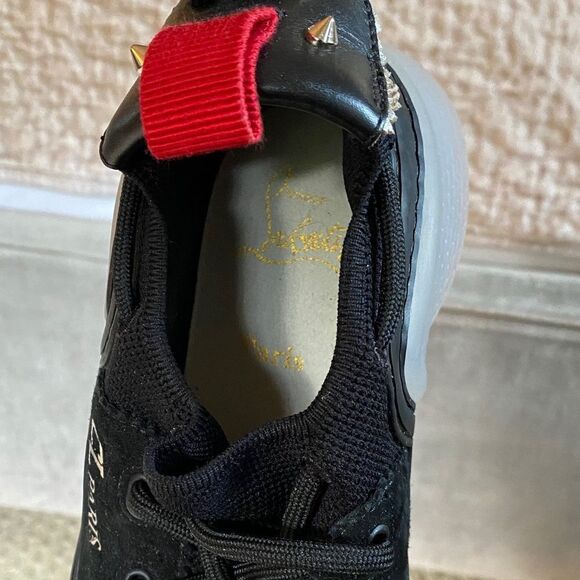 Christian Louboutin Black and Gray Sneakers with Red Accents - Picture 6 of 7